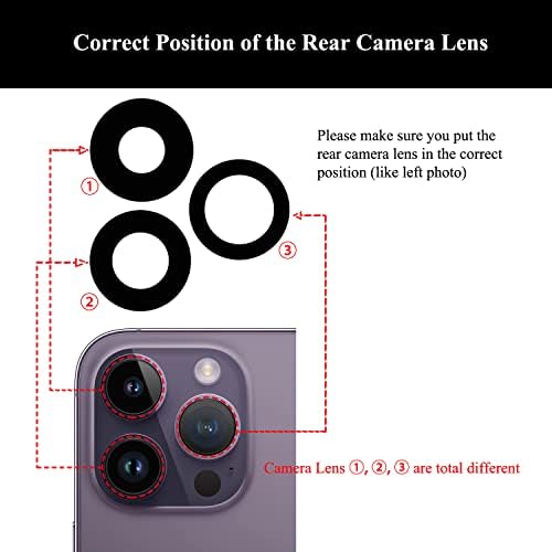 LOZOP Hátsó Kamera Objektív Üveg Csere Ragasztó Előre Telepített Kompatibilis iPhone 14 Pro / 14 Pro Max (3 Db/Szett) a Javítás Eszközöket,