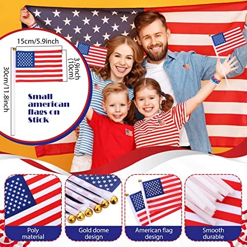 36 Db USA Amerikai Zászló Készlet, 12-Amerikai Zászló Hajtóka Csapok 12 Kis Amerikai Zászlók, Bot, Zászló 12 Amerikai Zászló