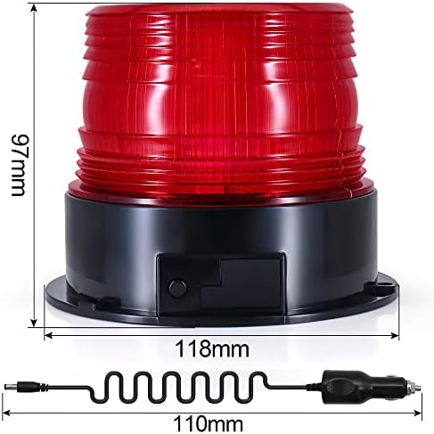 Vezeték nélküli Jeladó Lámpa,Piros LED Figyelmeztetés Biztonsági Villogó Villogó Fény,DC12V-80V Mágneses, illetve 3.6 FT szivargyújtó