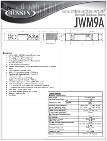 JWM9A AM|FM|DVD|USB|AUX|HDMI|BT| APP Kész Színház-Stílus Bluetooth Wallmount Sztereó w/ App az Irányítást, Bluetooth Streaming Audio