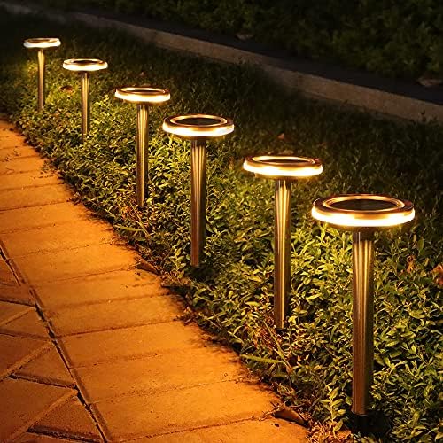 Napenergia Út Lámpák Kültéri, Vízálló, 6 Pack Állítható Gyűrű LED Napelemes Kerti Lámpák, Auto On/Off, Kültéri Lámpák, Meleg
