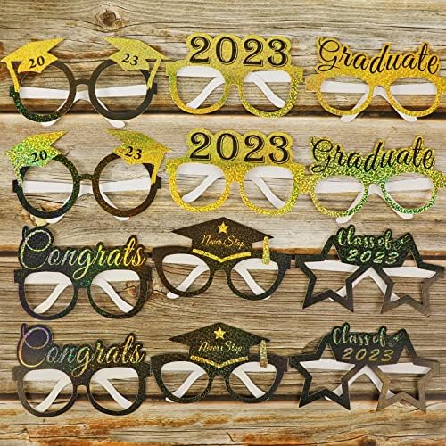2023 Érettségi Szemüveg,12 db Csillogó Papír Szemüveg Osztály 2023 Érettségi Végzős Buli Maszkok Fél Javára Dekorációk, Kellékek