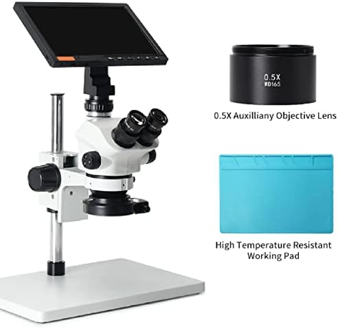 Ipari Mikroszkóp Kamera, 3.5 X‑50X Trinocular Sztereó Mikroszkóp 16MP Képek 1080P Videó Felvétel 10.1 Hüvelykes LCD-Képernyő Mikroszkóp Kamera