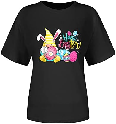 Boldog Húsvéti Pólók Női Aranyos Rabbit Nyomtatás Póló, Vicces Nyuszi Grafikus Rövid Ujjú Felsők Alkalmi Legénység Nyak Blúz