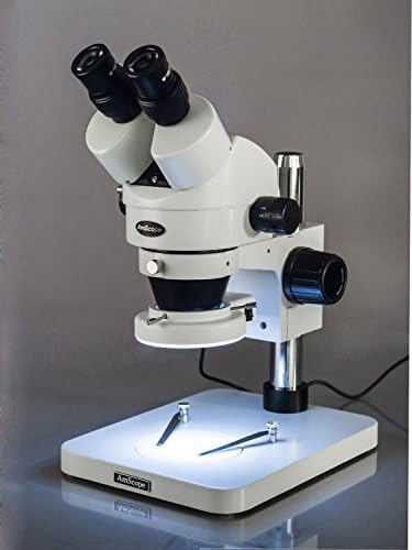 AmScope SM-1BS-64-ES Professzionális Sztereó Zoom Binokuláris Mikroszkóp, WH10x Szemlencse, 7X-45X Nagyítás, 0.7 X 4, 5 X