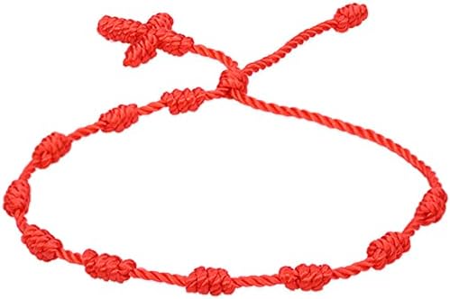 Kézzel készített 7-10 Csomó Piros String Talizmán Karkötőt Védelem Siker, Jólét, sok Szerencsét Állítható Szál Kereszt Amulett