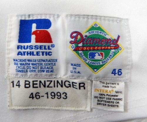 1993-ban a San Francisco Giants Todd Benzinger 14 Játék Kiadott Fehér Jersey DP17478 - Játék Használt MLB Mezek