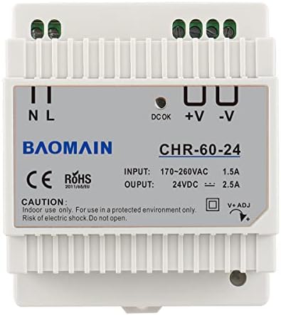 Baomain DIN-Rail Kapcsolóüzemű Tápegység AC-DC Egyetlen Kimenet 24V 60W 2.5 Amp CHR-60-24 CE Felsorolt
