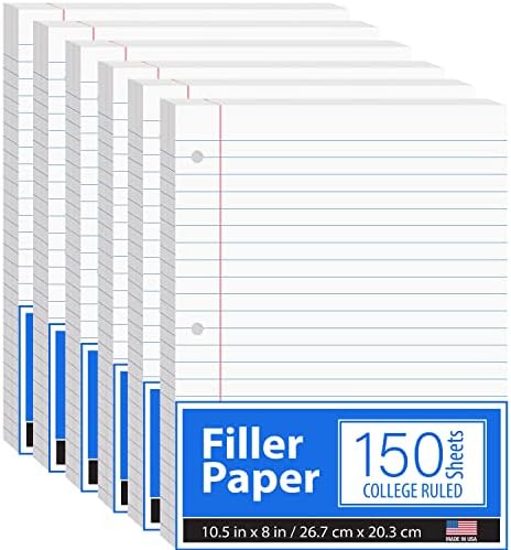 Notebook Papír, Laza Levél Papír, hogy a Főiskolán Papír, 10.5 x 8, Töltőanyag Papír, 56 gsm, 150 Lap / Csomag, 900 Lap (6 db)