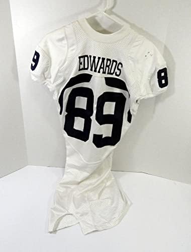2000-es évek Régi Dominium Uralkodók Edwards 89 Játék Használt Fehér Jersey M DP45379 - Aláíratlan NFL Játék Használt Mezek