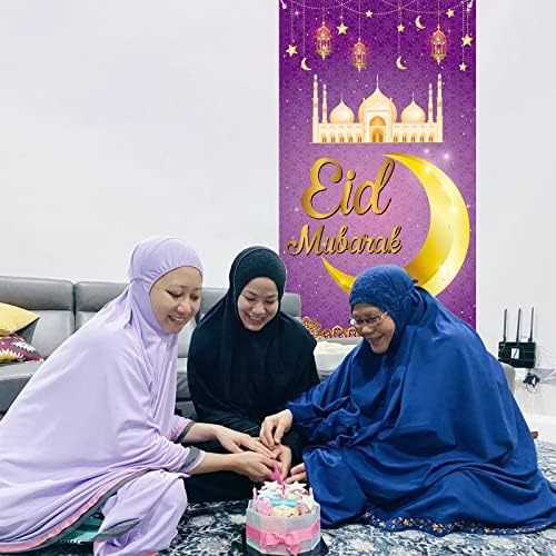Ramadán Hátteret, Banner, Eid Mubarak Ajtót Borító Lila Arany Eid Al-adha Ajtón Tábla Dekoráció Muzulmán Ramadan Ajtón Lógó Banner az