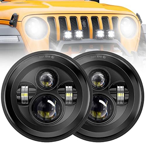 GORWARE Jeep Wrangler Fényszórók, 7 Inch Jeep LED-es Fényszórók, PONT Jóváhagyott Magas/Alacsony Gerenda Kompatibilis a