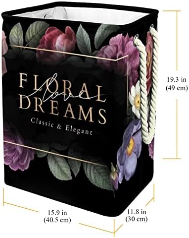 Szennyesben Floweral Álmok Sötét Háttér Összecsukható Szennyes Kosarat Cég Mosás Bin ruhatároló Szervezet Fürdőszoba, Hálószoba, Hálóterem