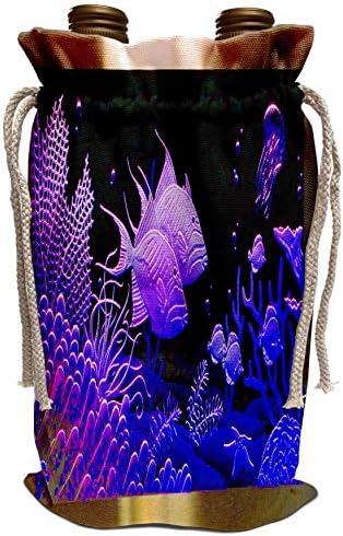 3dRose Lelki Ébredések Hal - Neon Lila hal egy akvárium fém keret, korall, óceán élet - Bor, Táska (wbg_128916_1)