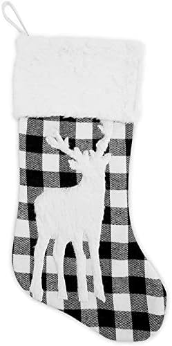 Fekete Kockás Elk Karácsonyi Harisnya, Holiday Home Decor (18, 2 Csomag)