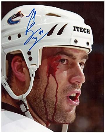 TODD BERTUZZI Vancouver Canucks Véres 8 X 10 - Fotó 70343 - Dedikált NHL-Fotók