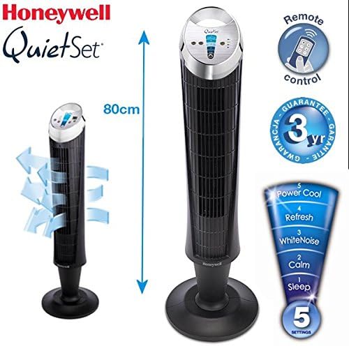 Honeywell QuietSet Torony Ventilátor (5 Sebesség-Beállításokat, Oszcilláló 75°, Időzítő Funkció, Távirányító) HY254
