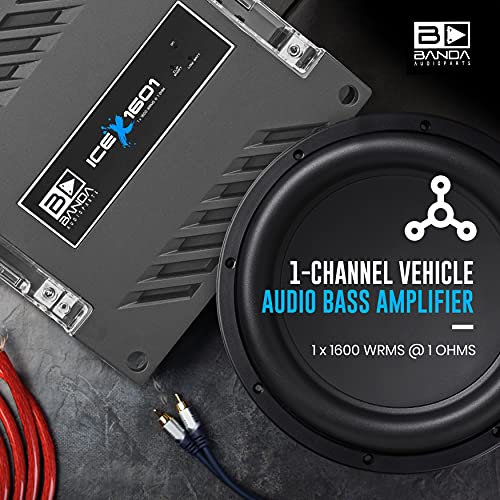 1-Csatornás Jármű Audio Basszusgitár Erősítő - 1600 Watt Nagy Teljesítményű Mono Basszus Erősítő w/Szubszonikus Szűrő aluláteresztő