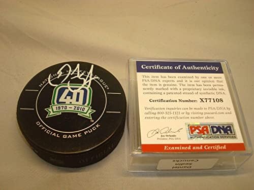 Daniel Sedin Aláírt Vancouver Canucks Hivatalos Játék a Jégkorong PSA/DNS-COA-1A - Dedikált NHL Korong