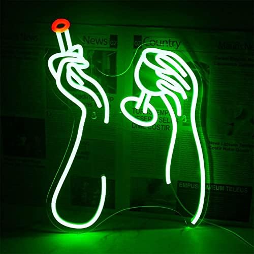 DVTEL Dohányzás alkoholfogyasztás neonreklám, Egyéni Bár Dekoráció Falra Világító Tábla, USB Powered Zöld LED Neon Fények,40x32cm