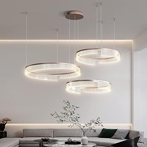 YHQSYKS Modern Csillár LED 3-Gyűrű Alakú Medál Fény, Szabályozható süllyeszthető Medál Világítás Nappali, Étkező, világítótestek Acrylic3-Gyűrű