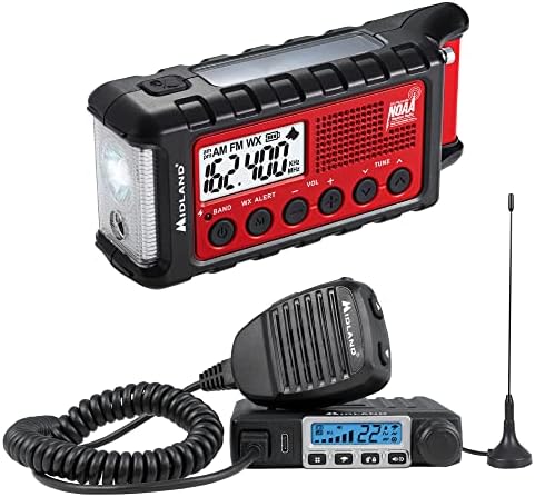 Midland - MXT115 + ER310-15 Watt MicroMobile kétirányú Rádió, valamint a Sürgősségi Hajtókar Időjárás AM/FM Rádió Csomag