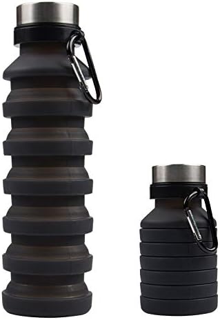 bosh Összecsukható vizes Üveg BPA Mentes，18oz szivárgásmentes Collapsable Víz Üveg Karabiner Hordozható Szilikon Utazási vizes