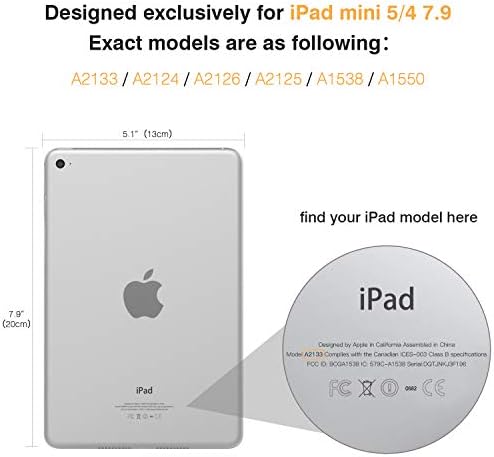 MoKo Ügy Illeszkedik iPad Mini 5 2019 (5. Generációs 7,9 hüvelykes) iPad Mini 4, Slim Smart Shell Stand Folio Védő Borító Puha