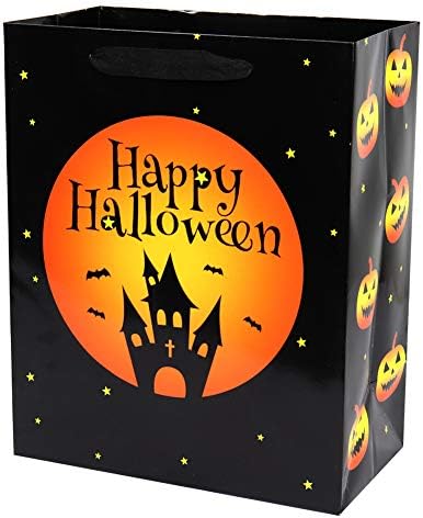 FZOPO Halloween Papír Ajándék Táska Készlet, 12 Db különböző méretűt Ajándék Táskák Szalag Kezelni, Nagy 10x13x5.8, Közepes 7x9x4.2,