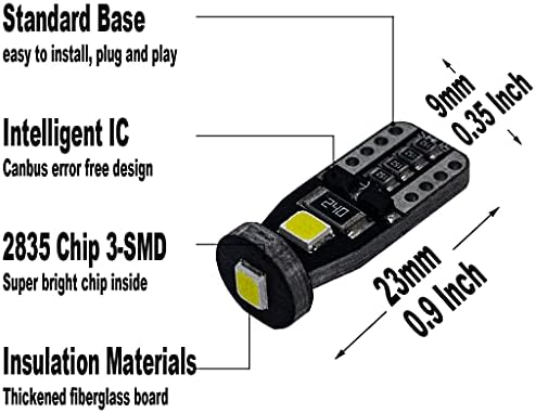 Yoper Belső Kupola Térkép LED-es Fény Szett Csomag Kompatibilitási Táblázat Autó Modell (41 mm-es,+T10)