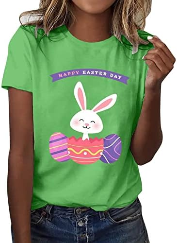 Boldog Húsvéti Pólók Női Aranyos Nyuszi Tojást Grafikus T-Shirt Rövid Ujjú Legénység Nyak Alkalmi Tee Maximum Ünnep Blúz