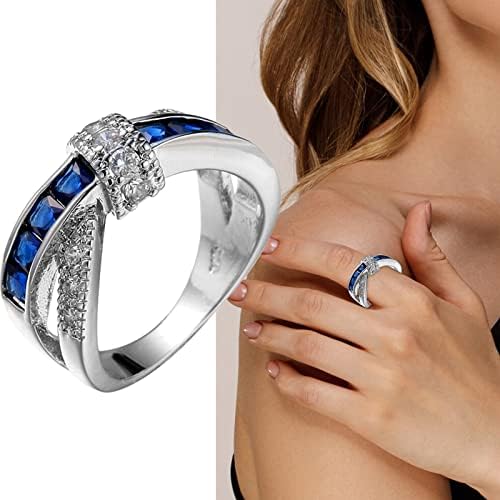 2023 Új Többszínű Cirkon Dísz Gyűrű, Esküvői Női Kéz Dísz Fél Gyűrűt Teljes Kirakott Cirkon Gyűrű Rózsa Gyűrű (B, F)