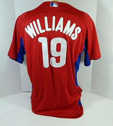 2011-13-as Philadelphia Phillies Williams 19 Játékban Használt Piros Mez ST BP 46 020 - Játék Használt MLB Mezek