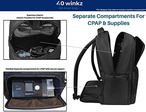 40Winkz USA CPAP Hátizsák Könnyű Utazási Hátizsák CPAP Készülék Kompatibilis a Resmed Airsense 10, Airsense 11, Respironics