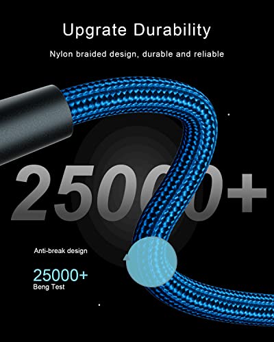 Fastdot USB-C-USB-C Kábel, [6.6 ft+6.6 ft+6.6 ft] 3 darab, 100W C-C Kábel, USBC C Típusú Töltő Töltő Kábel Kompatibilis a Samsung Galaxy