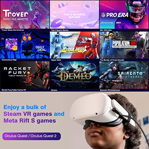 VR Link Kábel Meta Oculus Quest 2 / Quest Pro, 16FT (5M) Virtuális Valóság Headset Kábel Hozzáférés PC VR Gőz VR Games, USB 3.2 Gen 1 Nagy