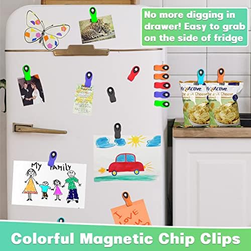 6Pack Mágneses Klipek Hűtőszekrény Tábla Mágnes Klipek &6 Pack Mágneses Chip Klipek Élelmiszer-Tároló Táska Klip