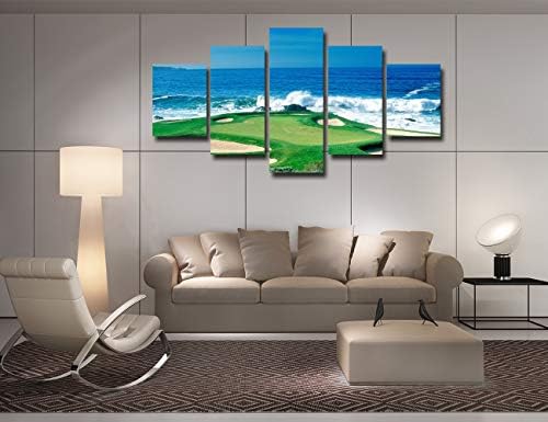 Kavicsos Strand Golfpálya-Kalifornia, USA Wall Art a Vásznon Nyomatok Fali Dekor Kép 5 Panel Kék Ég, Tenger Golfpálya Parti