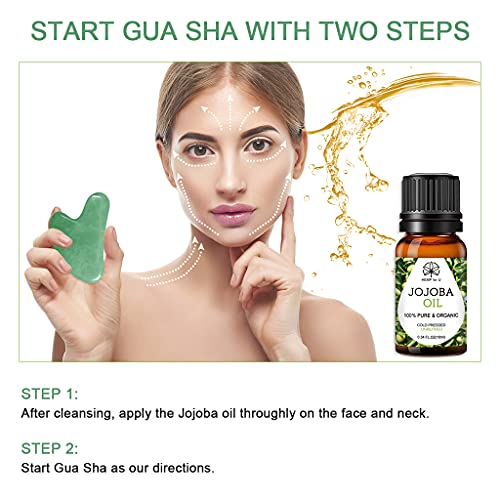 Gua Sha Arc Eszközök & Jojoba Guasha Olaj bőrápoló Szett, Természetes Jade Kő Gua Sha Eszköz Arcát, hogy Csökkenti a Duzzanatokat, illetve