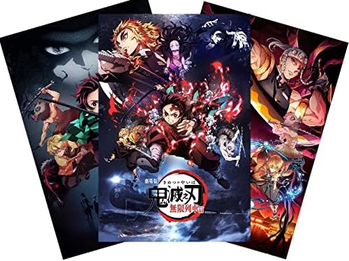 IZUGA 3 vászon plakátok,Démon Poszter Vadász Anime Poszter 3 darabos Készlet,8x12Inch Vászon Nyomatok Keretben 3