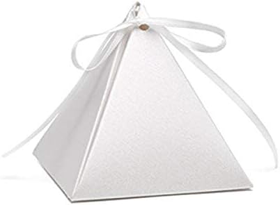 Hortense B. Hewitt 25-Gróf Piramis Szívességet Doboz, 3 Hüvelykes, Fehér Csillámos