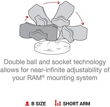 RAM Foglalat RAP-B-201U-EGY Összetett Dupla Aljzat Kar - Rövid Kar Kompatibilis a B Méret 1 Labda Alkatrészek