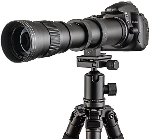 Opteka 420-800mm f/8.3 HD Telefotó Zoom Objektív Bundle Csomag tartalma 5 Darab UV-CPL-FL-Makró 10x-ND4 Szűrők + Tulipán Hood + Sapka
