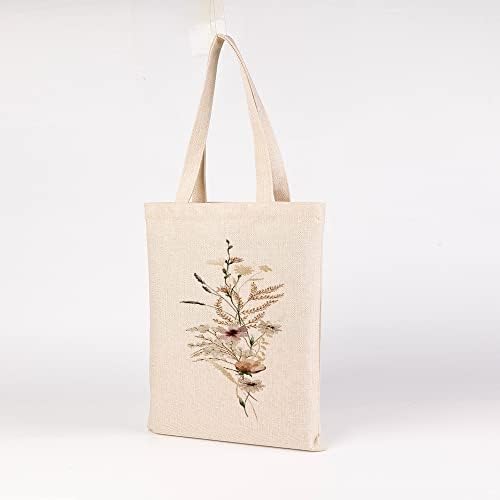 Virágos Vászon Táska Esztétikai Növény Táska Bevásárló Újrafelhasználható Strand a Nők Egyetemi Tanár (A,31x36CM)