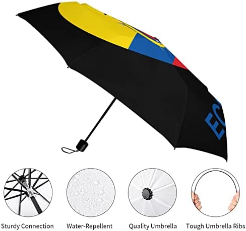 A szerelem Ecuador Utazási Esernyő 3 Redők Auto Nyitva Közel Anti-UV Hordozható Szélálló Ernyő Esernyő