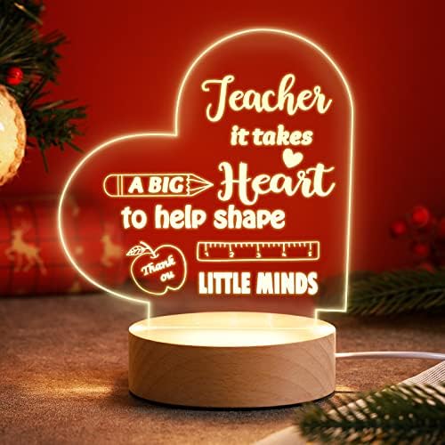 A tanárok Elismerését Ajándékok a Hallgatói 3D Akril Szív Fény Alap, valamint a Kábelek Vicces Este LED Éjjeli Kreatív Vizualizáció