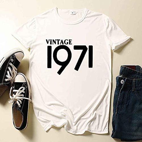 1971S Grafikus Póló Női Ötvenedik Évfordulóját Tshirt Túlméretezett Maximum Nyári Rövid Ujjú Rendszeres Sleeve Póló