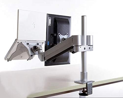 M201 Asztali 15-30 colos Monitor Tartó + 10-15.6 hüvelykes Laptop Támogatja a Kettős Kar Alumínium Teljes Mozgás 40cm Állni Sark