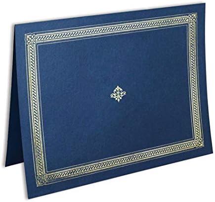 PaperDirect Karcsú Kavarog Premier Fold Bizonyítvány Kabátok, 9 1/2 x 12, Kék, Arany Fólia, Gróf 50