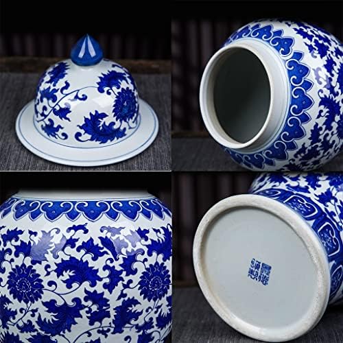 Kínai Dekoratív Kerámia Gyömbér Üveg Fedő Kék Fehér virágmintás Hagyományos Kék-Fehér Porcelán Templomba Jar az Otthoni Dekoráció (Méret :